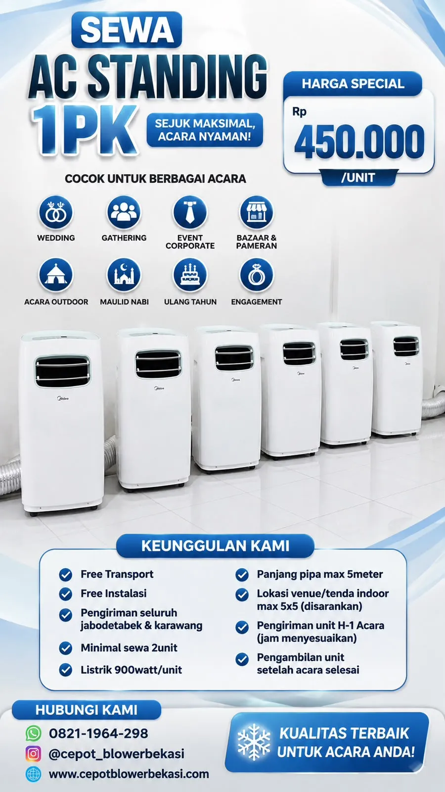 Sewa AC standing untuk ruangan tertutup di Bekasi